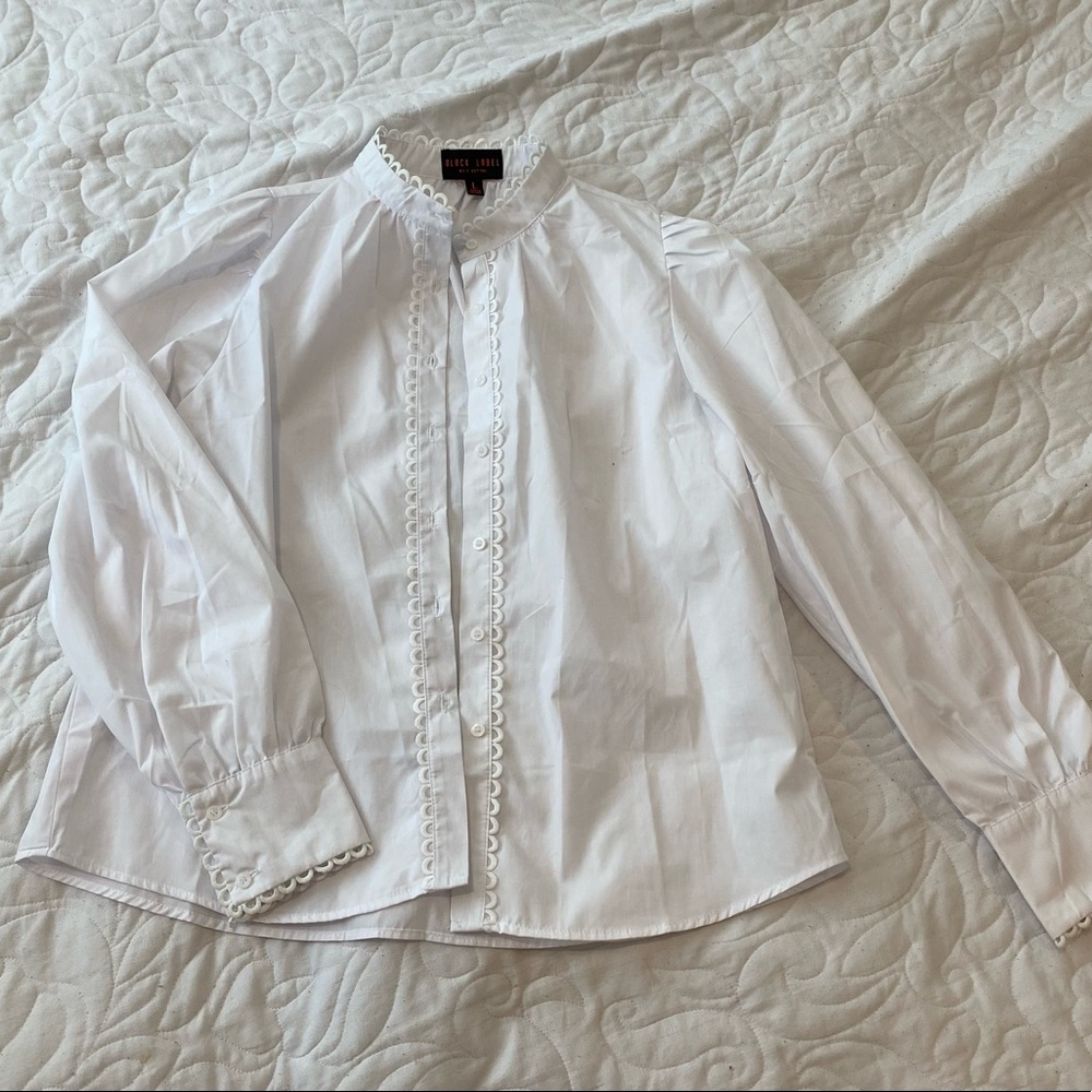 white detailed button up blouse